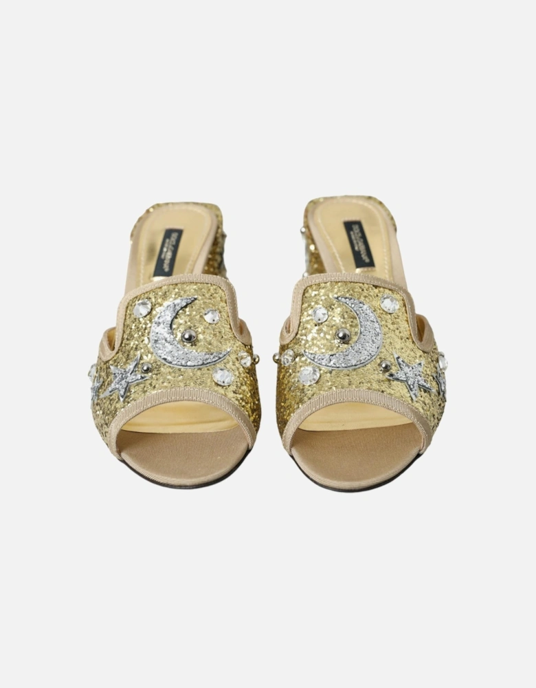 Sequined Heels Sandals Women - Gold