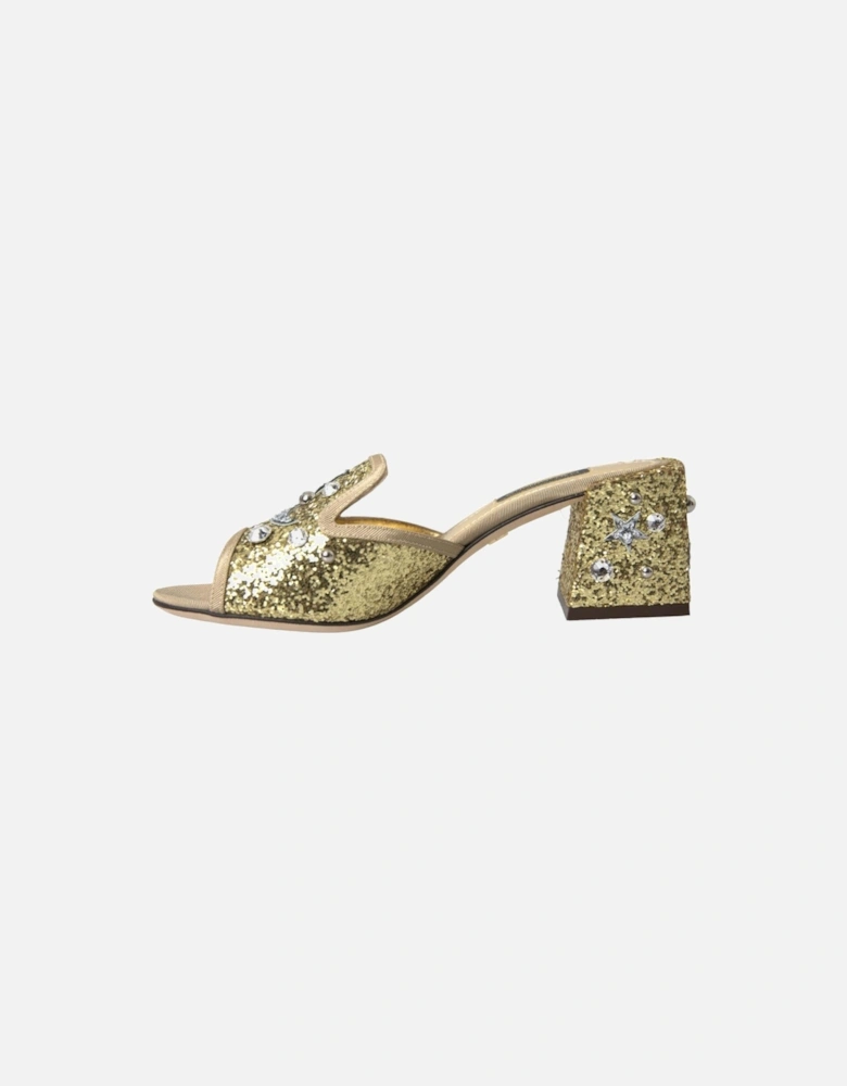 Sequined Heels Sandals Women - Gold