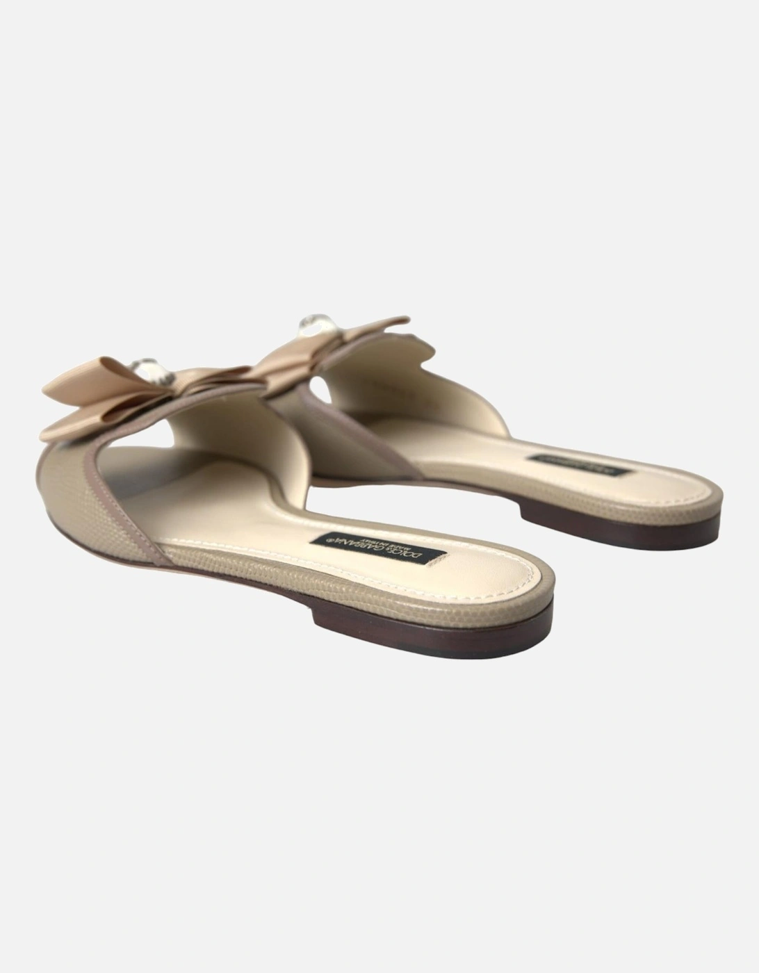 Leather Embellished Flat Sandals Women - Beige