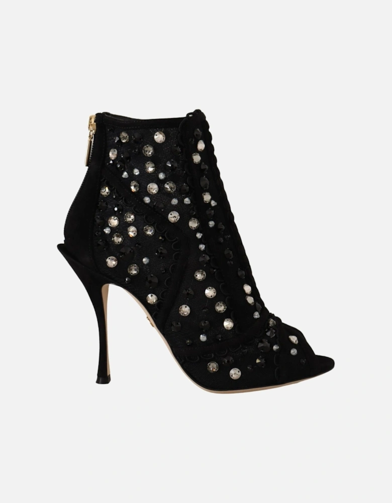 Embellished PeepToe Ankle Boots Women - Black