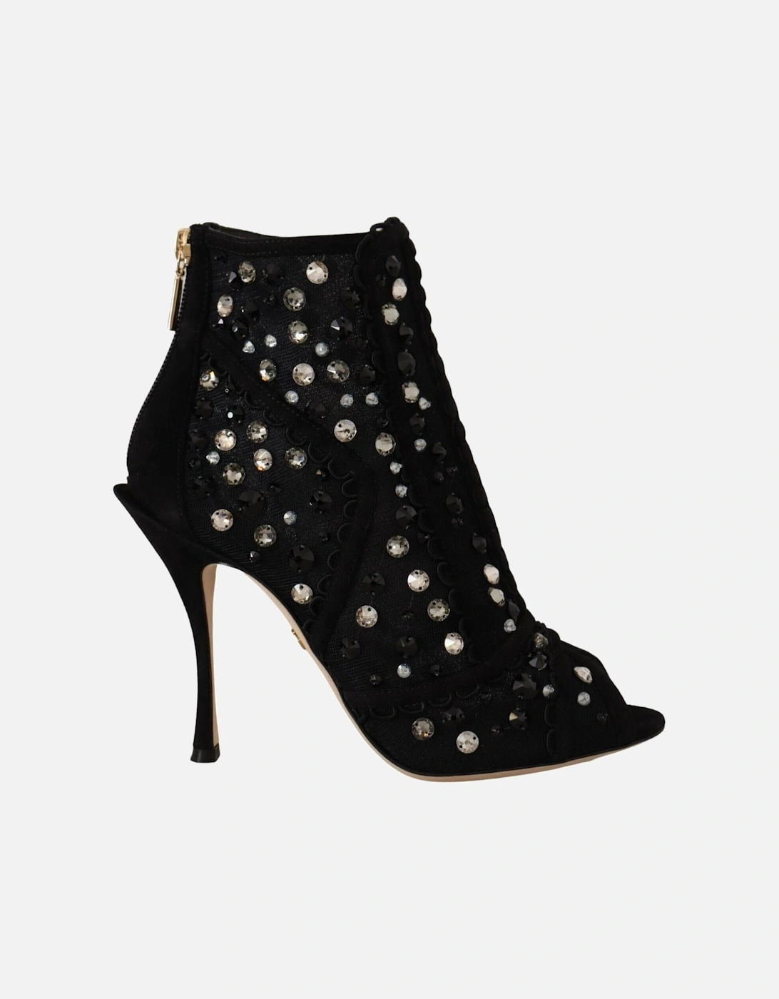 Embellished PeepToe Ankle Boots Women - Black, 7 of 6