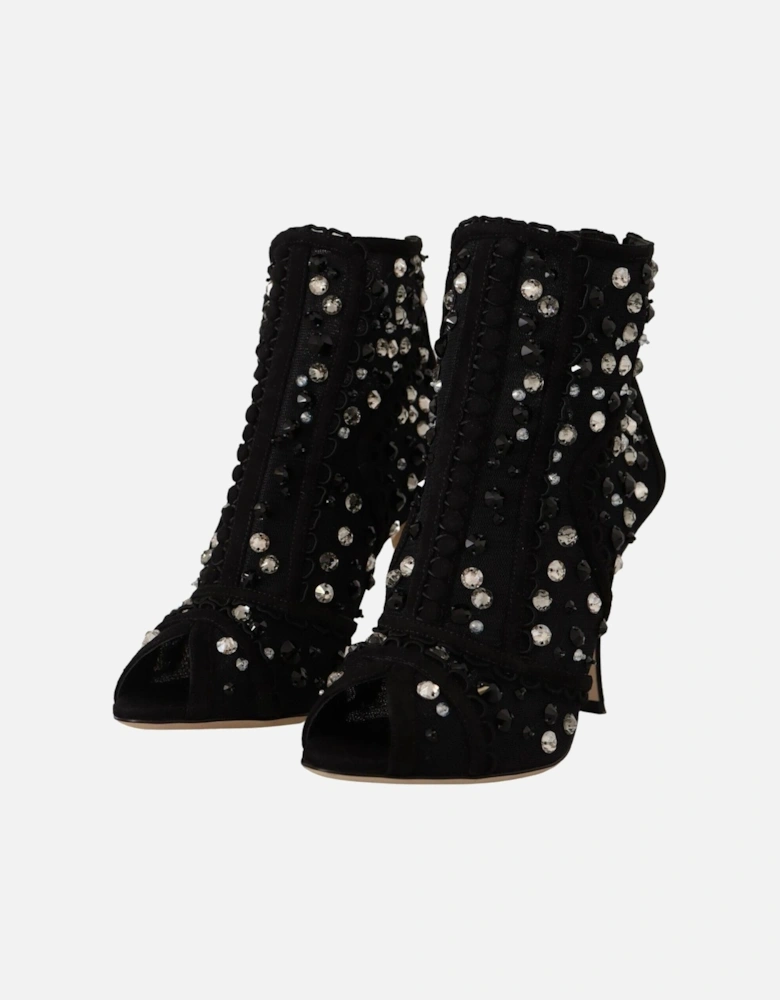 Embellished PeepToe Ankle Boots Women - Black