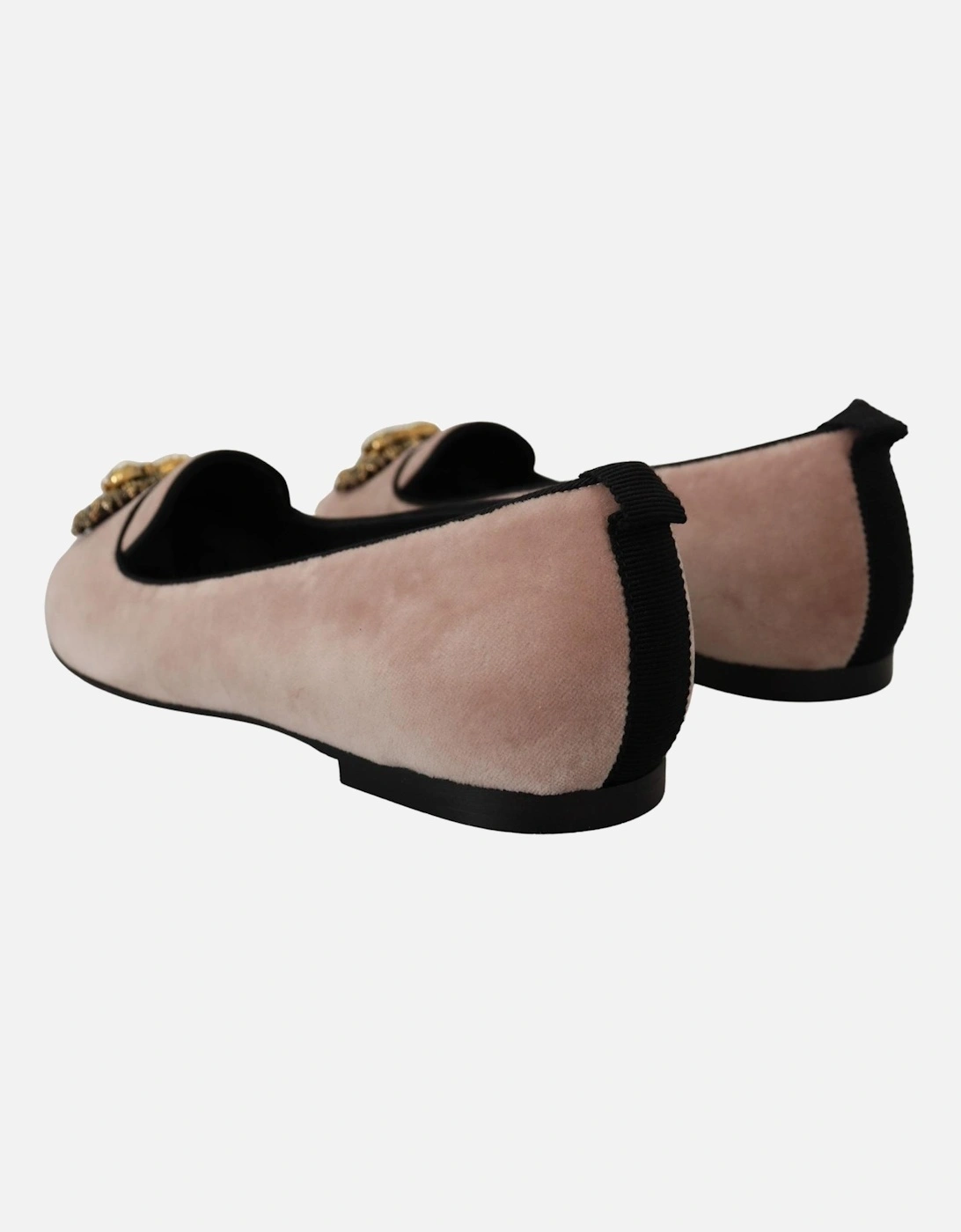 Velvet Loafers Embellished Style Women - Pink Flats