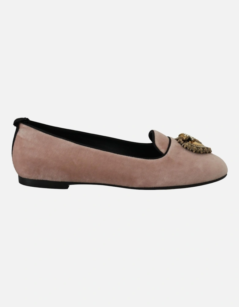 Velvet Loafers Embellished Style Women - Pink Flats