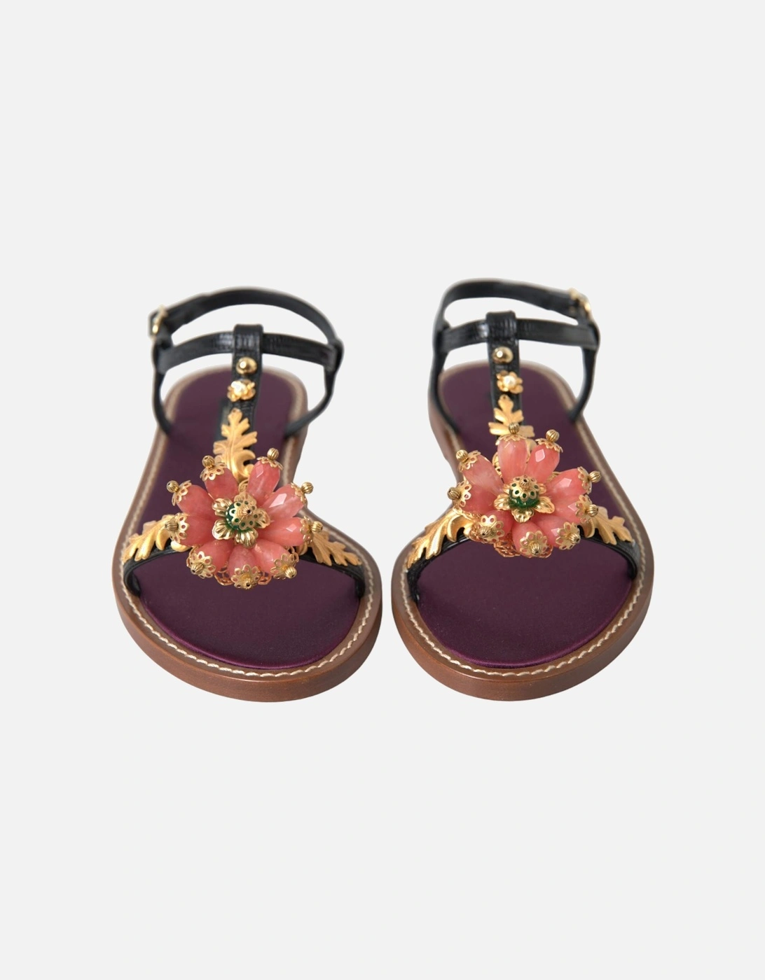 Floral embellished sandals model LA10367 Women - Black Flats