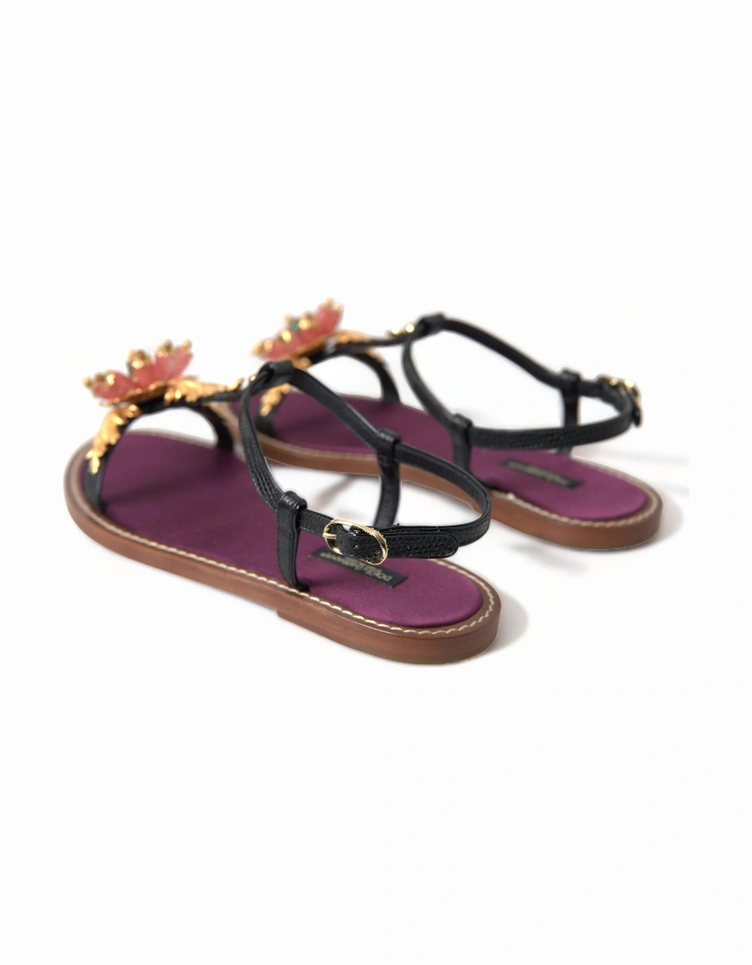 Floral embellished sandals model LA10367 Women - Black Flats