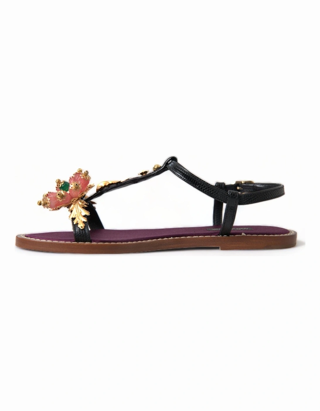 Floral embellished sandals model LA10367 Women - Black Flats