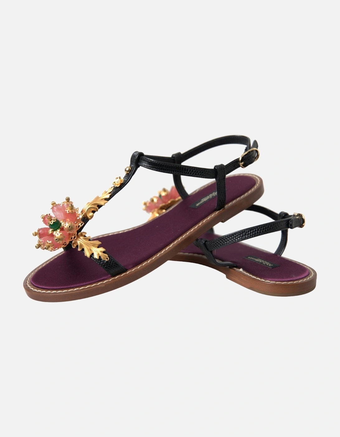 Floral embellished sandals model LA10367 Women - Black Flats