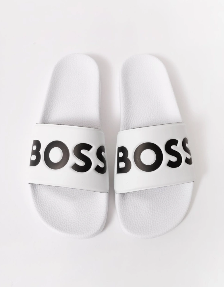 BOSS Orange Aryeh Mens Italian-Made Slides with Large Logo Detail