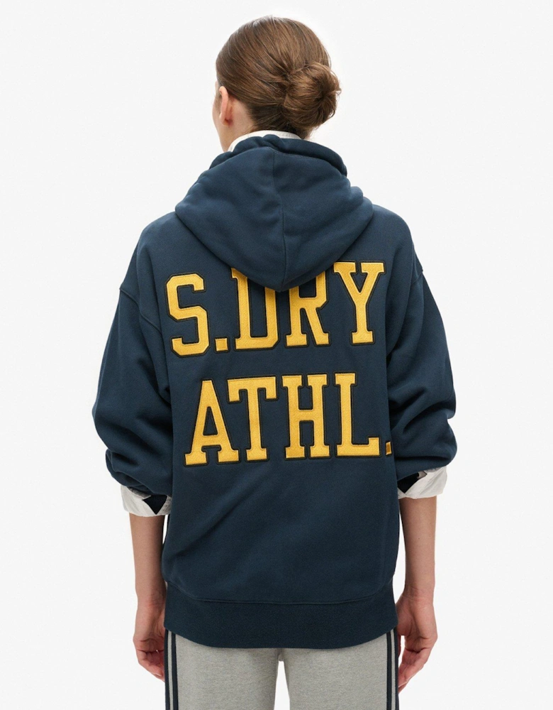 College Logo Boyfriend Zip Hoodie - Blue