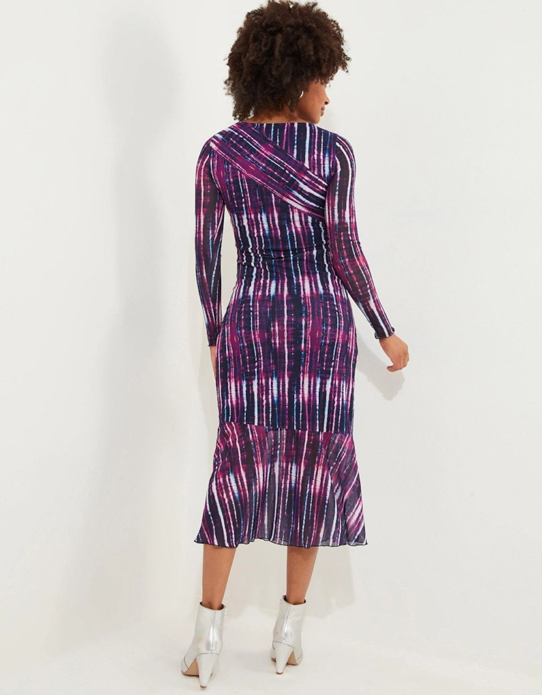 Elsa Printed Mesh Dress - Purple