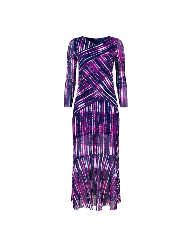 Elsa Printed Mesh Dress - Purple