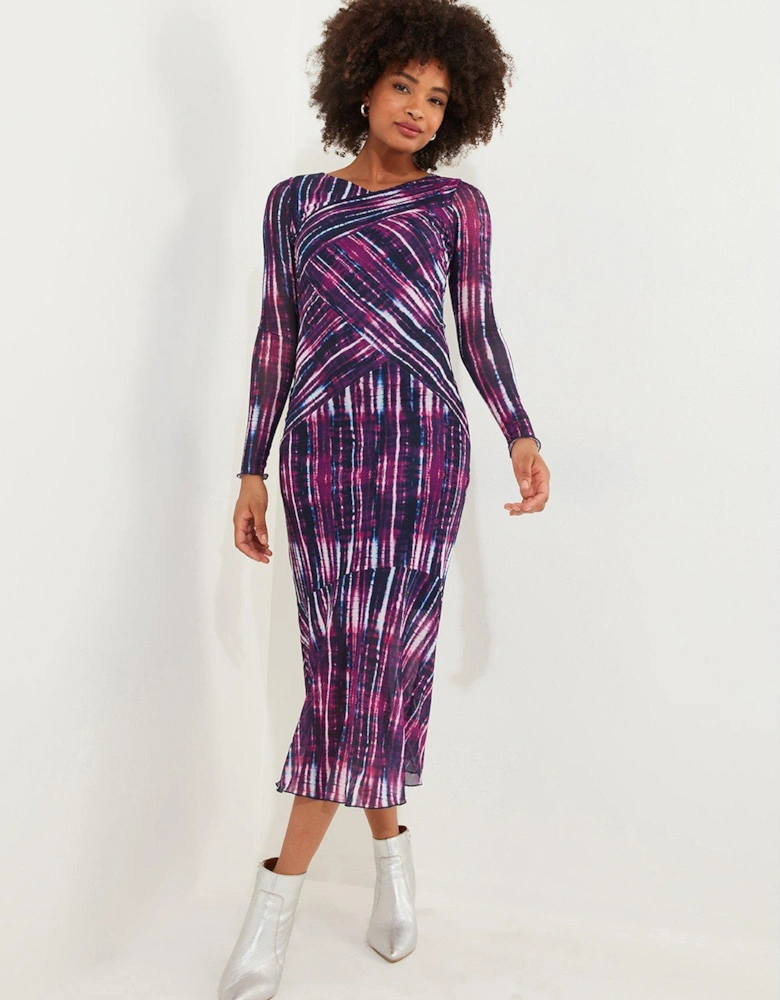 Elsa Printed Mesh Dress - Purple