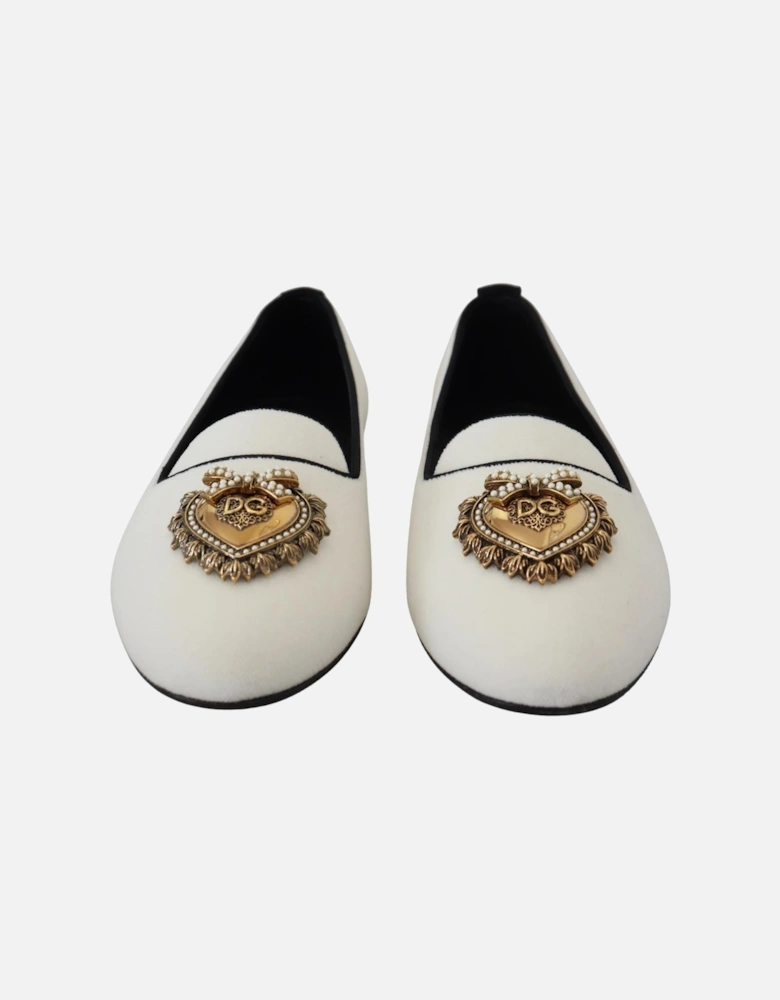 Velvet Loafers DG33 Casual Style Women - White Flats