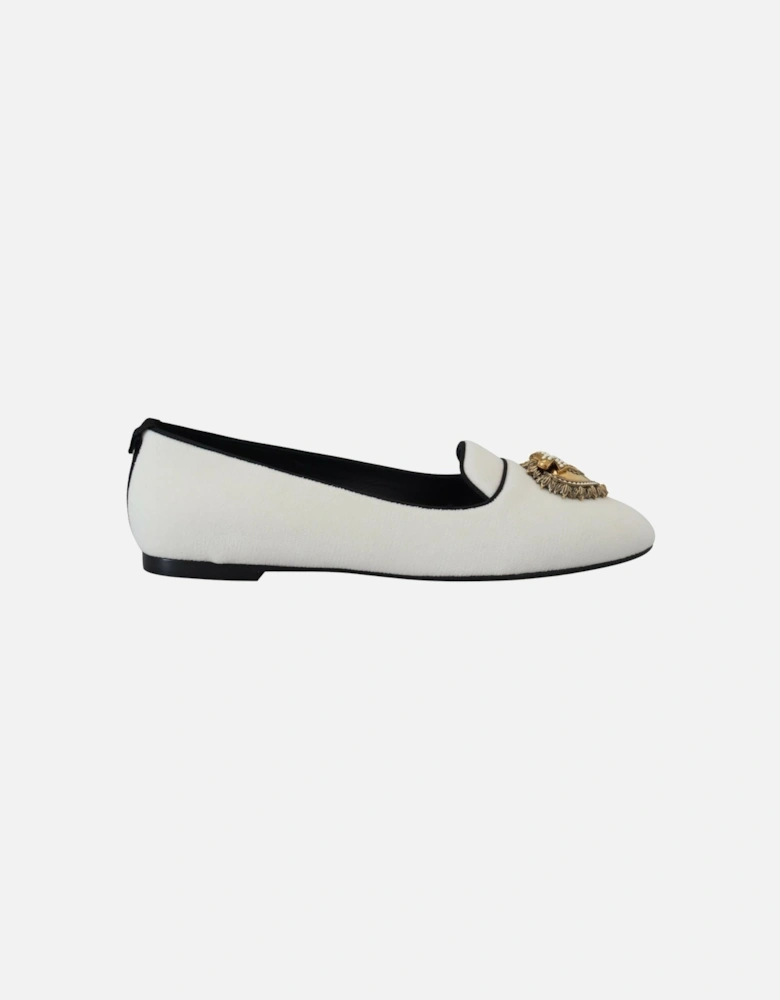 Velvet Loafers DG33 Casual Style Women - White Flats