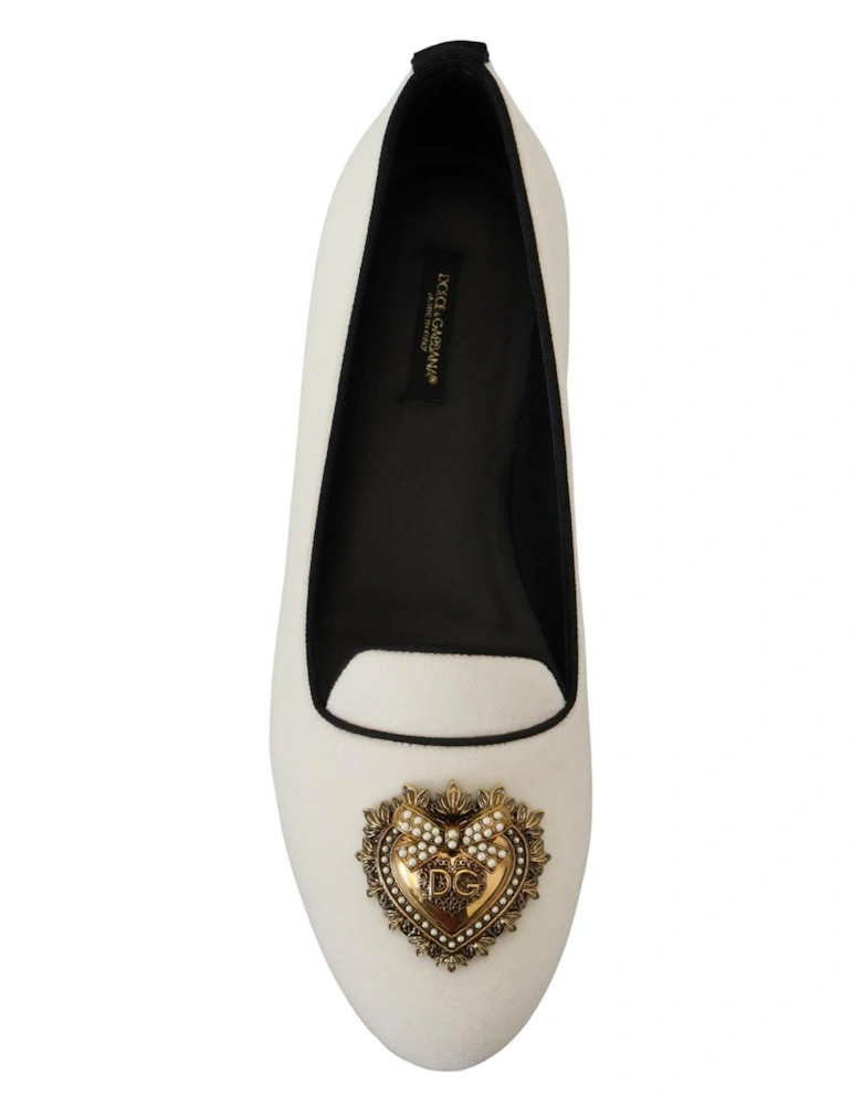 Velvet Loafers DG33 Casual Style Women - White Flats