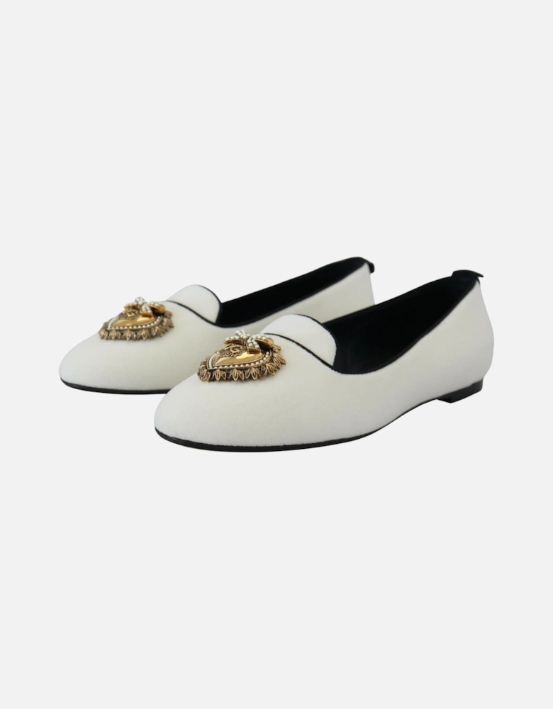 Velvet Loafers DG33 Casual Style Women - White Flats