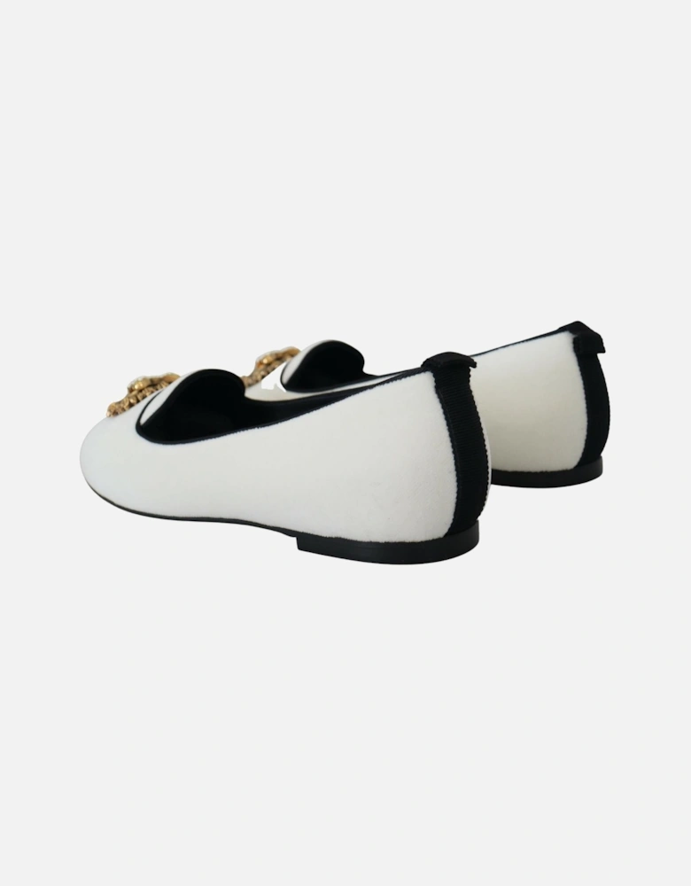 Velvet Loafers DG33 Casual Style Women - White Flats