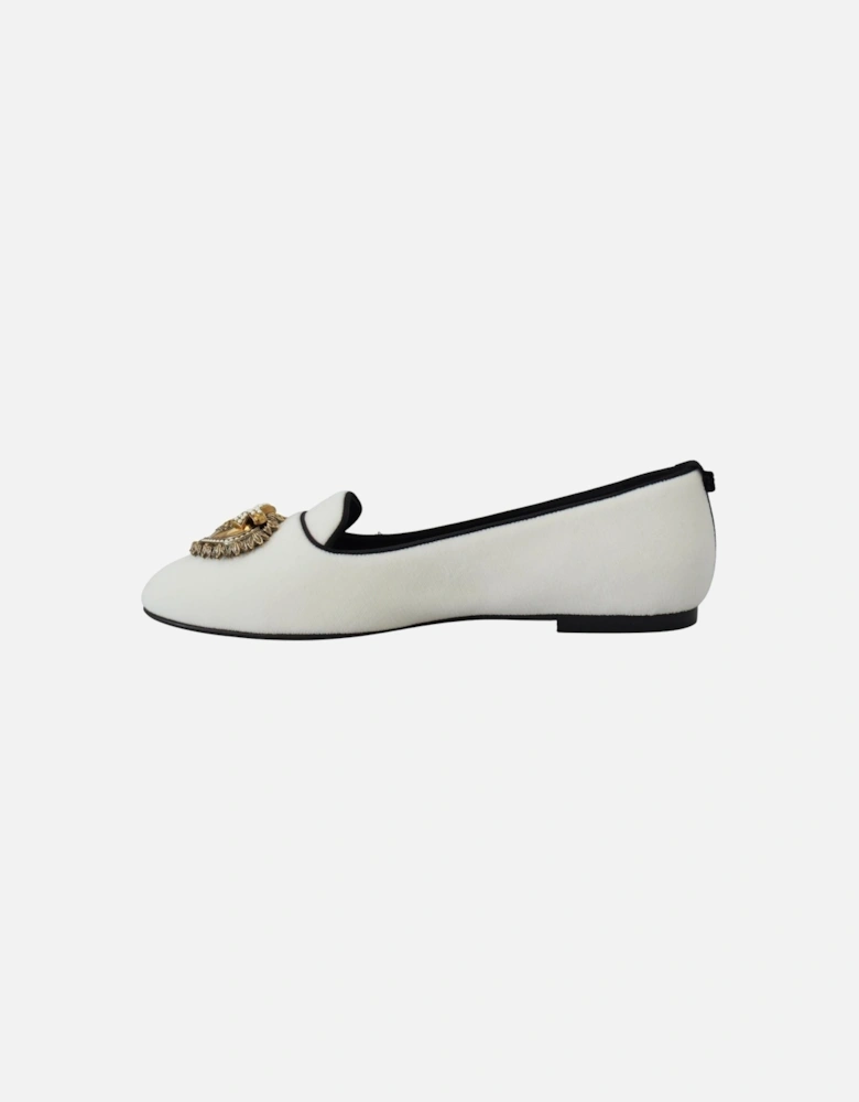 Velvet Loafers DG33 Casual Style Women - White Flats