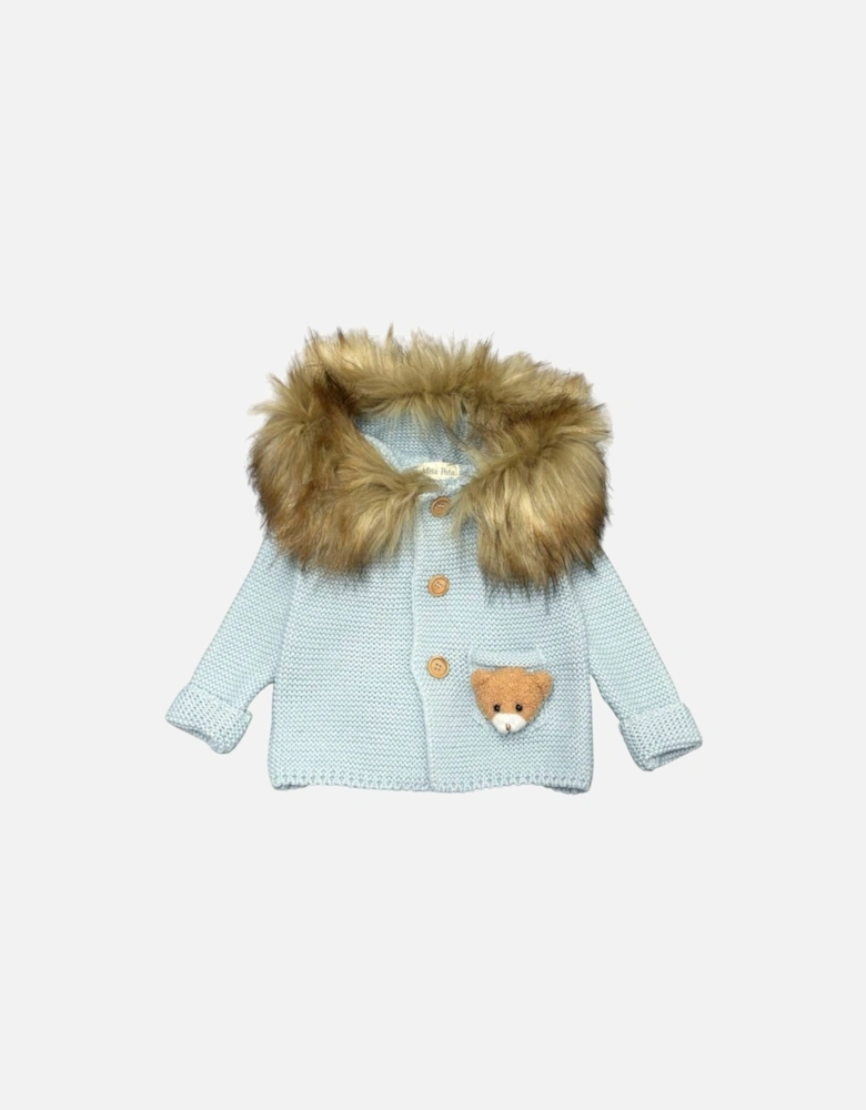 Blue Faux Fur Teddy Cardigan