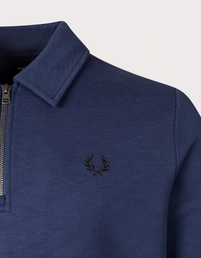 M6639 Zip Neck Collar Sweatshirt Dark Carbon