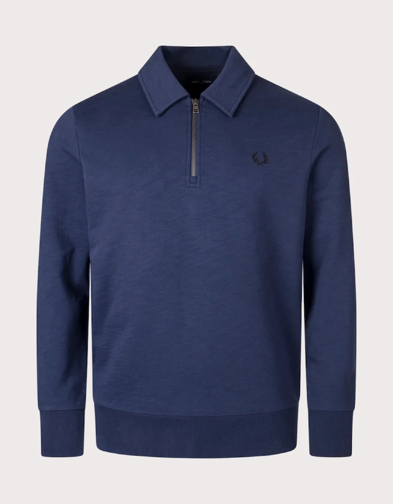 M6639 Zip Neck Collar Sweatshirt Dark Carbon