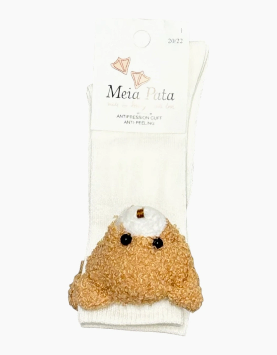 Meia Pata Girl's Cream Teddy Knee Socks - White - Size: 1 / eur 20-22