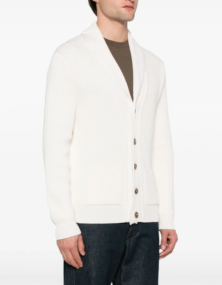 Silk Merino Shawl Cardigan White