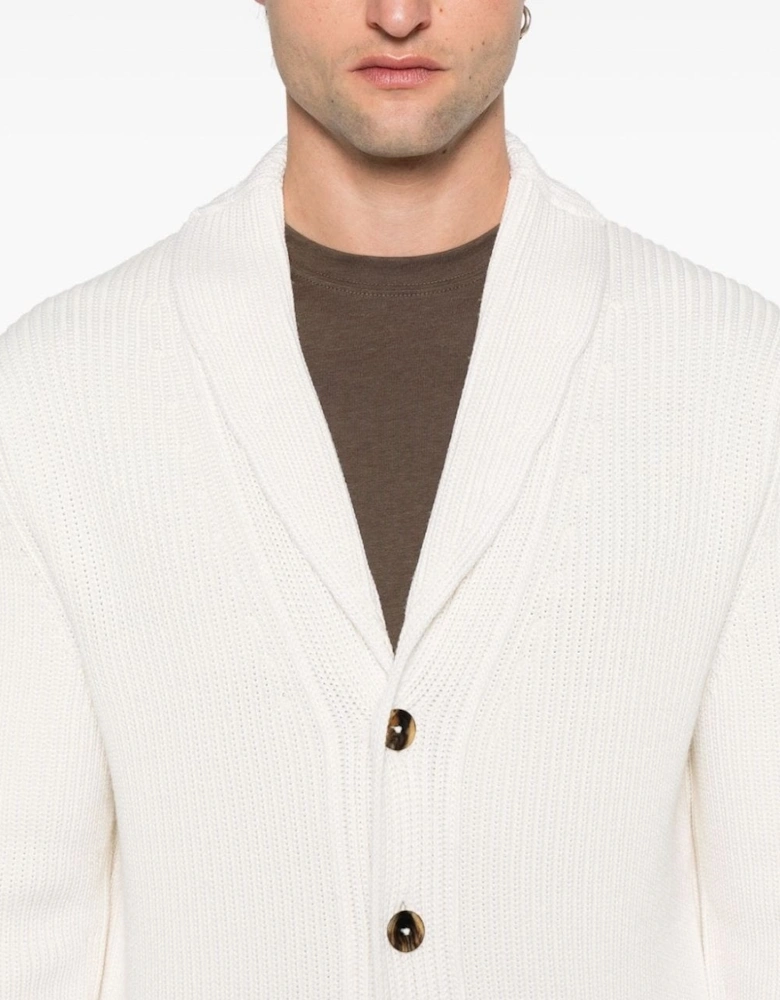 Silk Merino Shawl Cardigan White