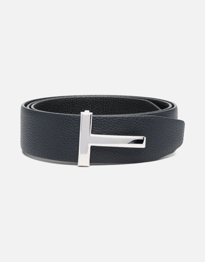 Reversible Leather T Belt 40mm Navy/Black