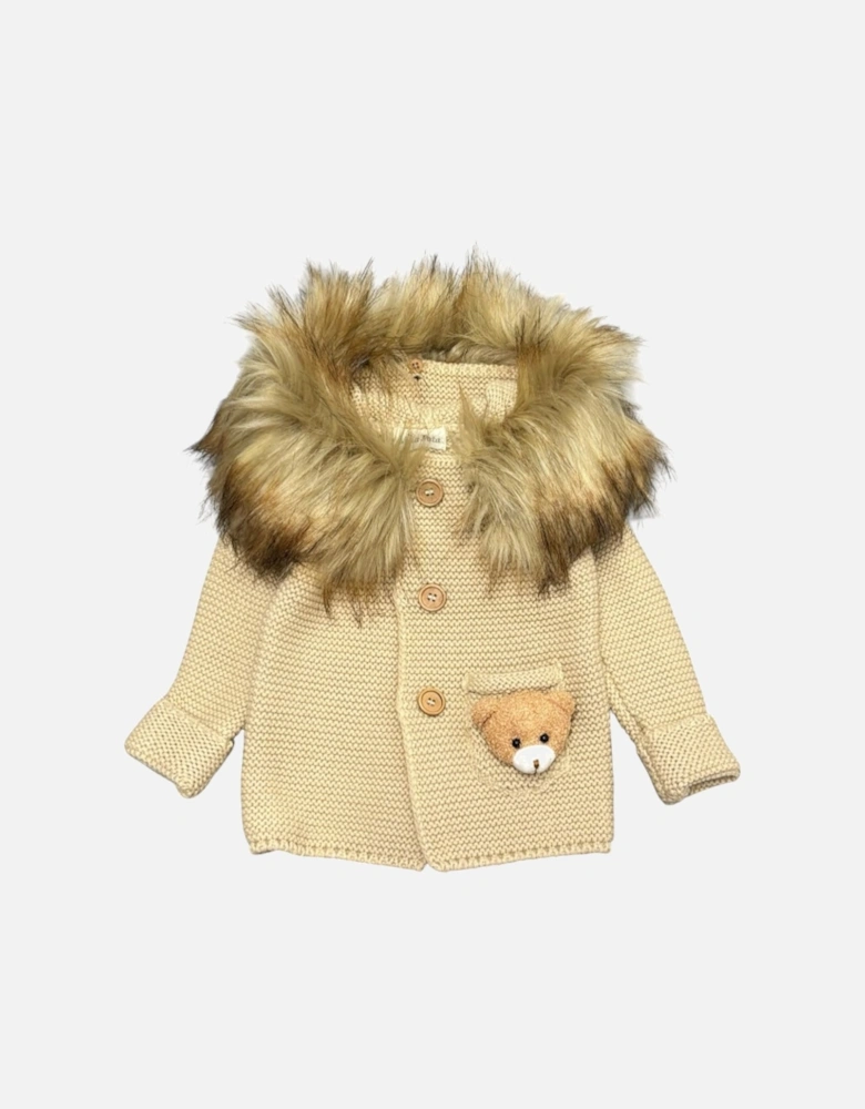 Beige Faux Fur Teddy Cardigan