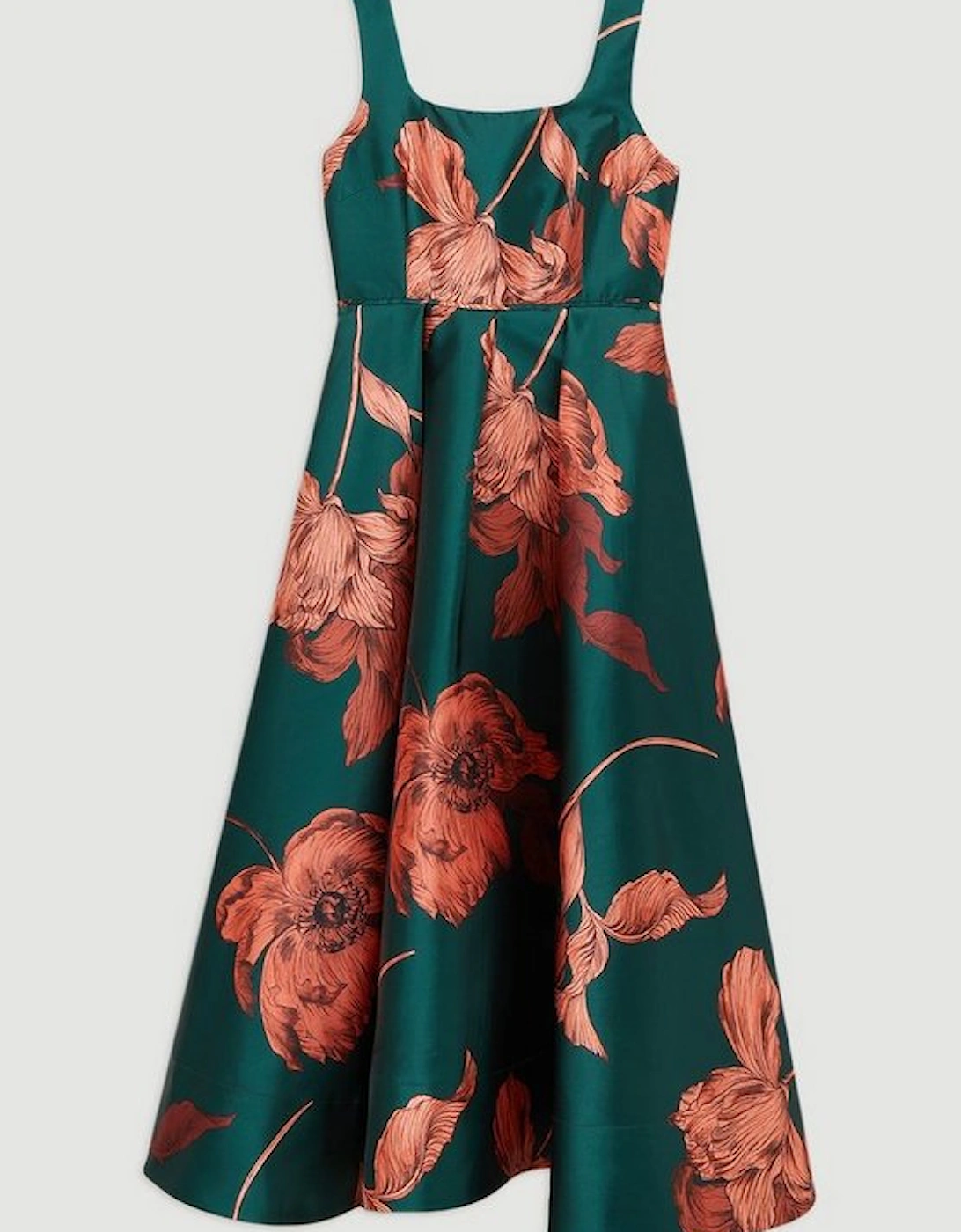 Floral Jacquard Corseted Woven Maxi Dress