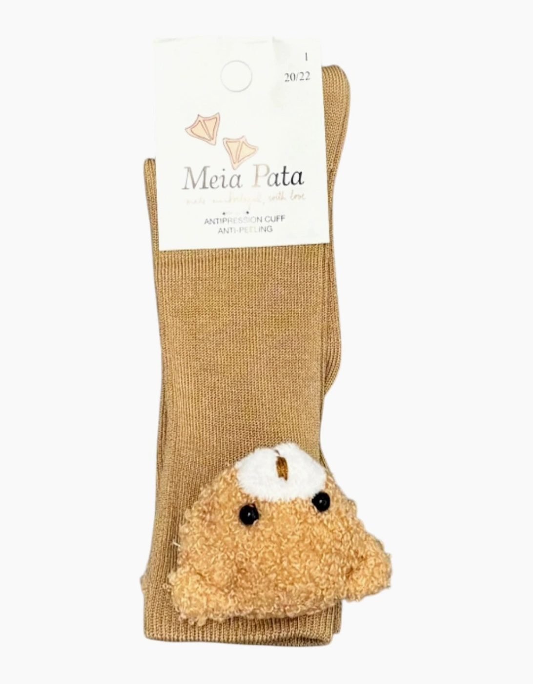 Meia Pata Girl's Beige Teddy Knee Socks - Brown - Size: 2 / eur 23-25