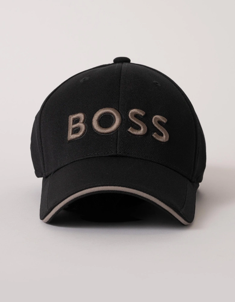 BOSS Green Cap-US-1 Mens Knitted-Piqué Six-Panel Cap with Embroidered Logo