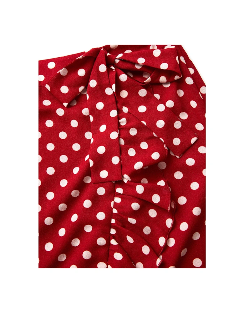 Polka Dot Midi Skirt - Red