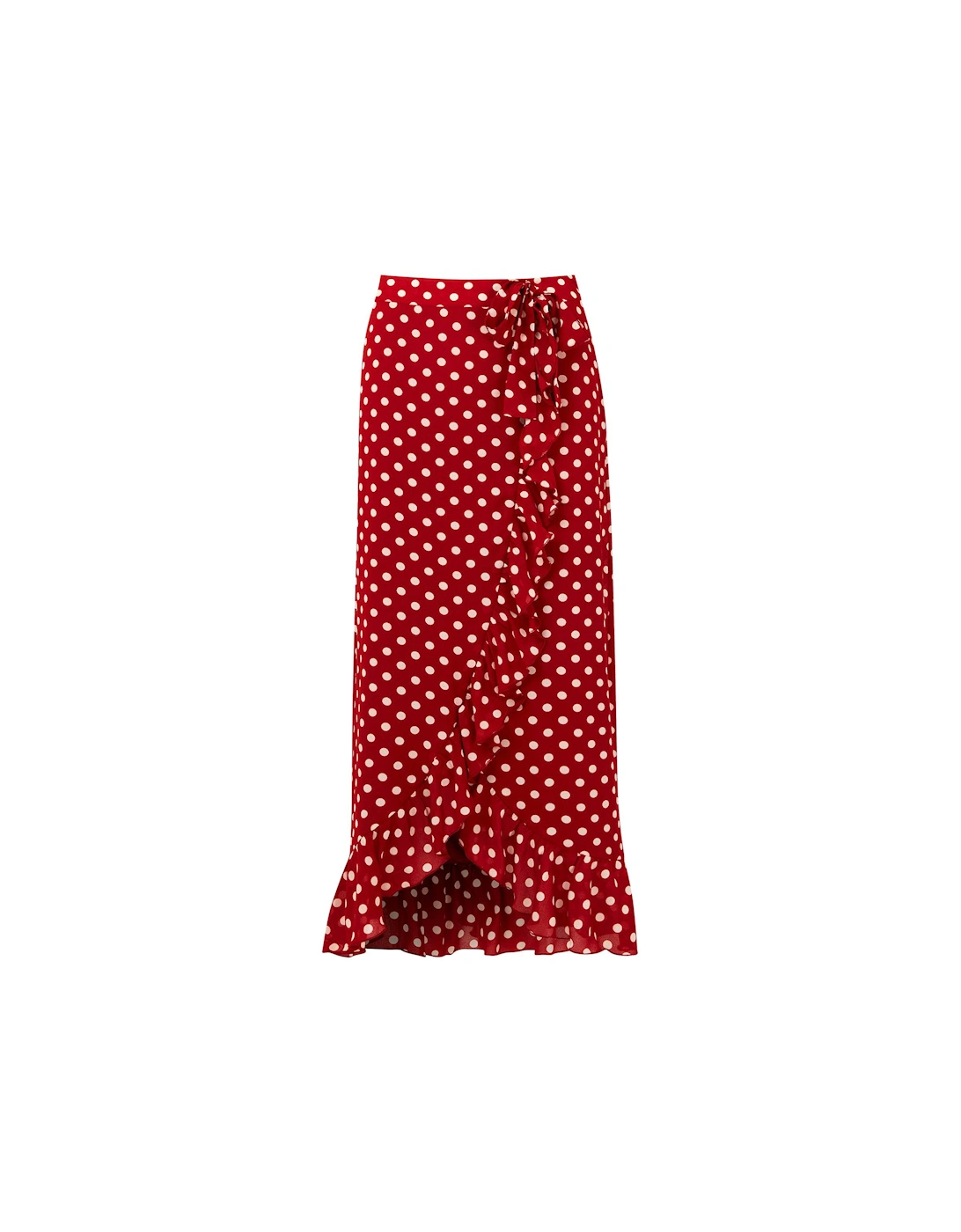 Polka Dot Midi Skirt - Red