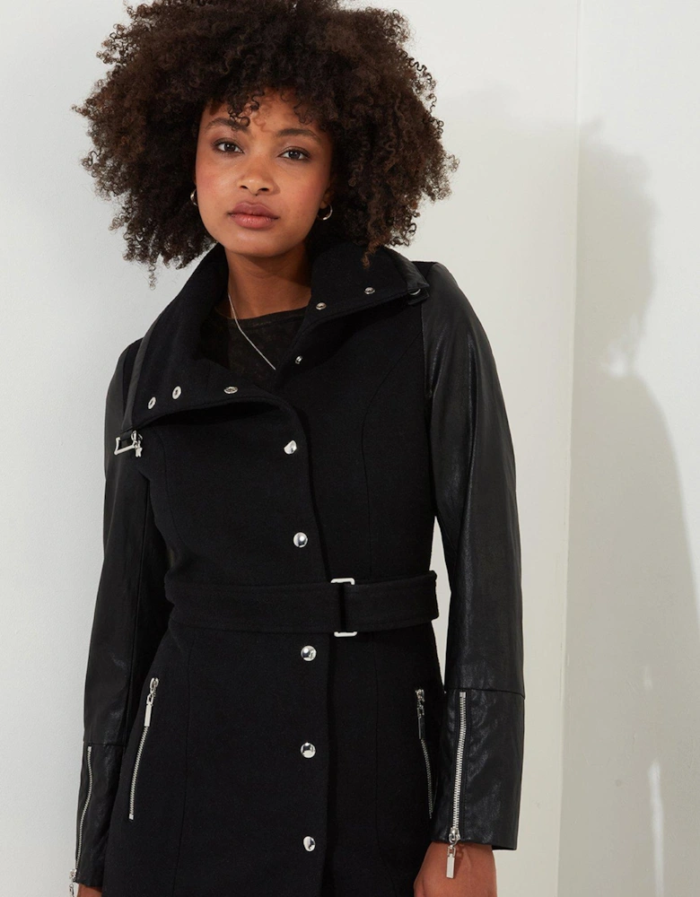 Black Longline Biker Jacket