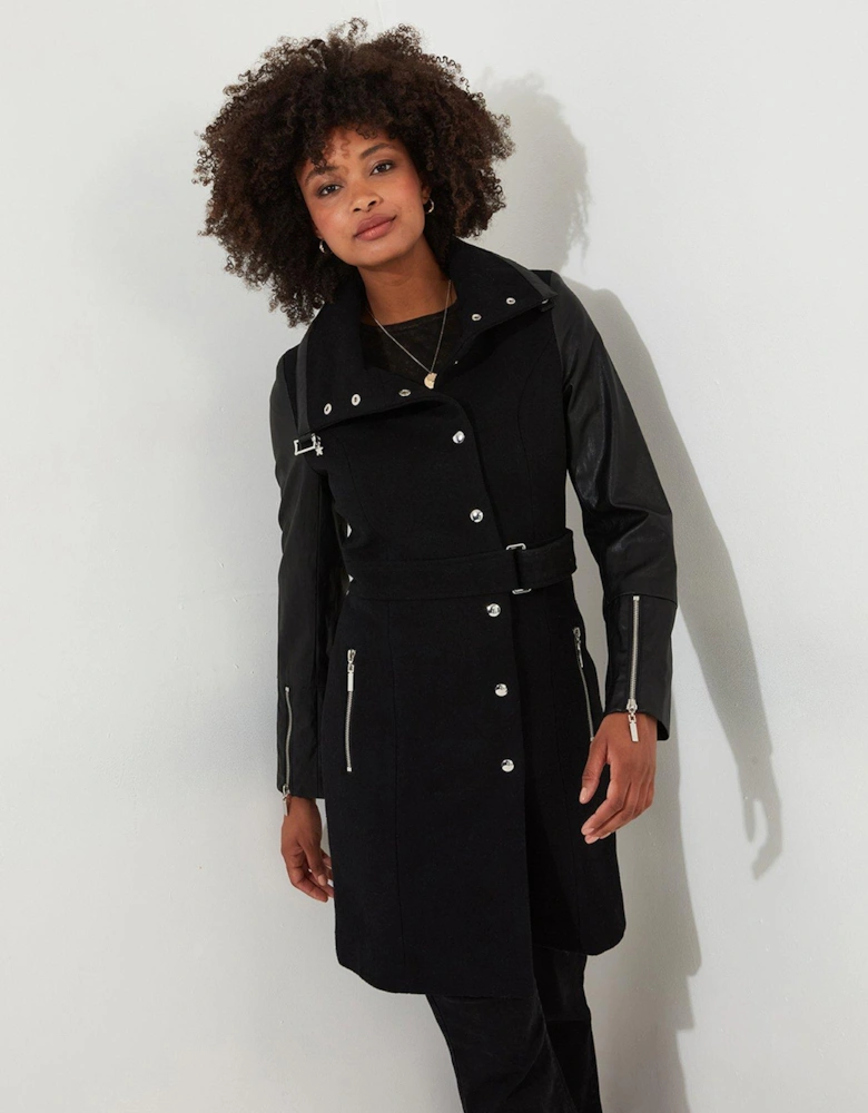 Black Longline Biker Jacket