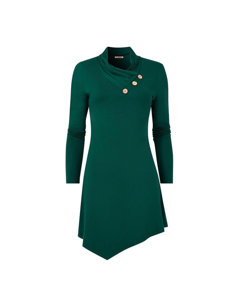 Button Jersey Tunic - Dark Green