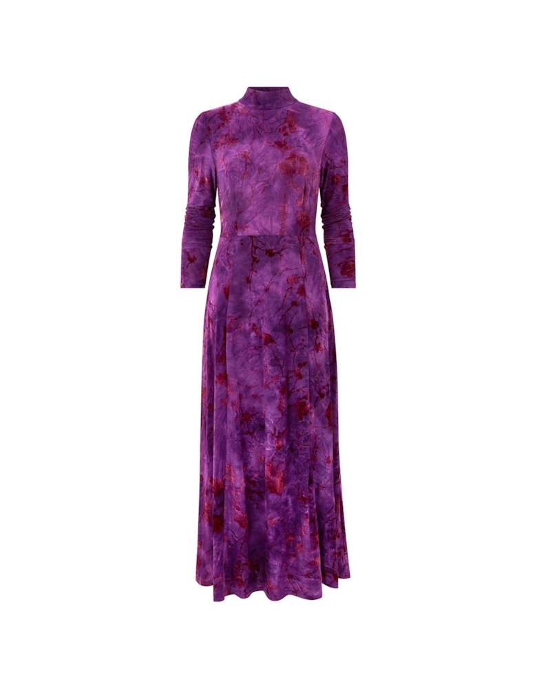 Purple Flocked Jersey Dress