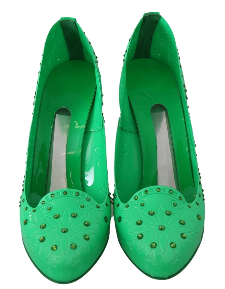 Dolce Gabbana Embellished Green Pumps High Heel Women