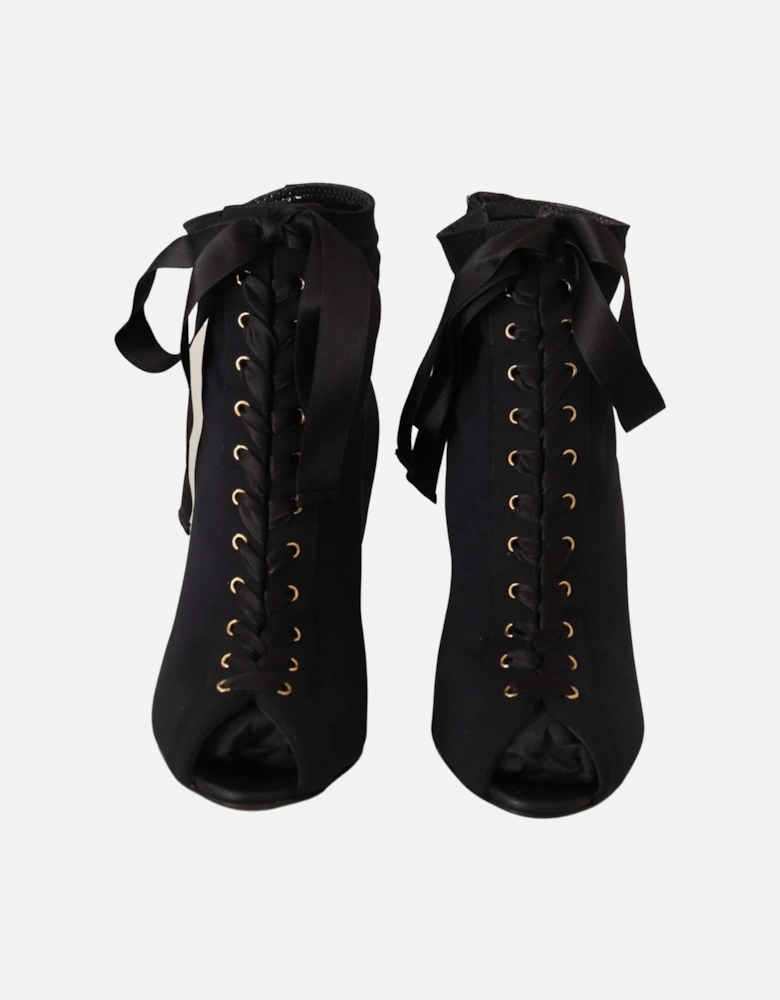 LaceUp Booties Black Neoprene Women