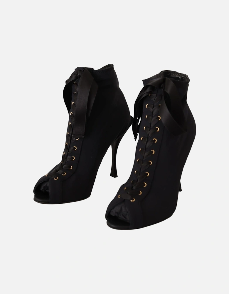 LaceUp Booties Black Neoprene Women