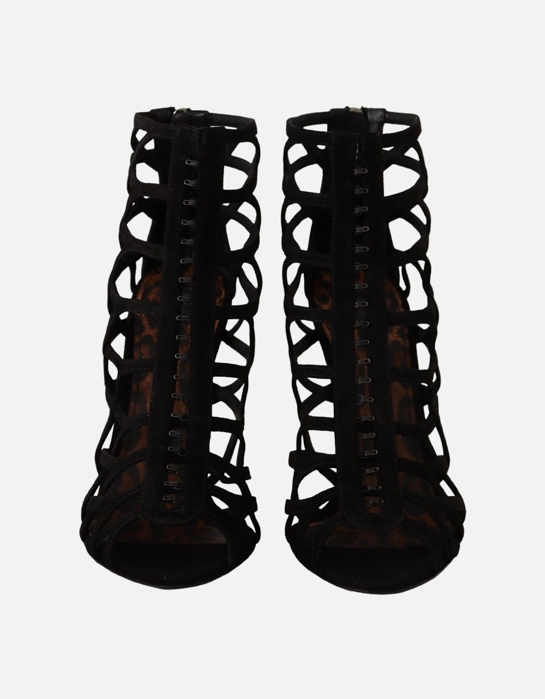 Cage Sandals Black Suede Heels Women