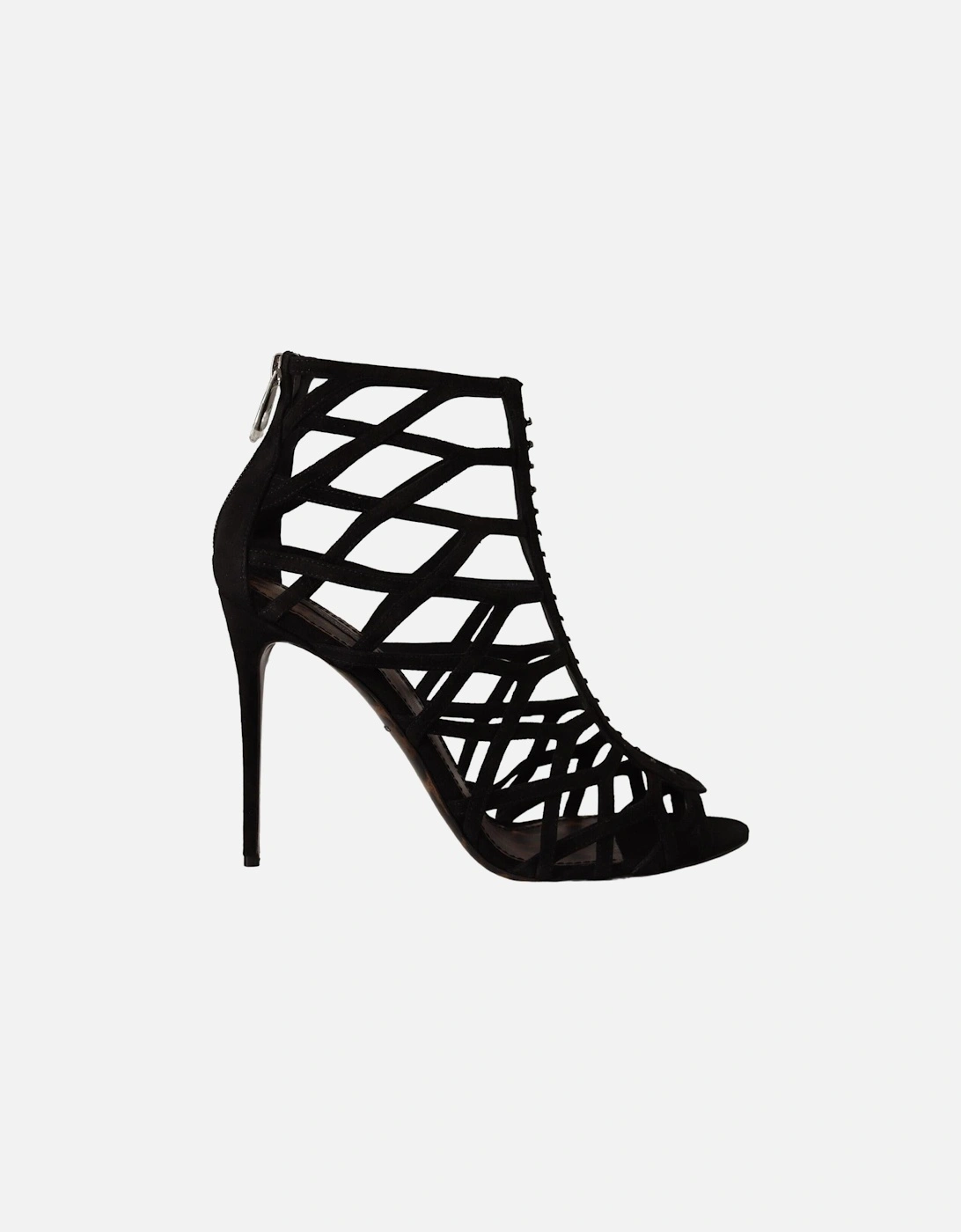 Cage Sandals Black Suede Heels Women, 7 of 6