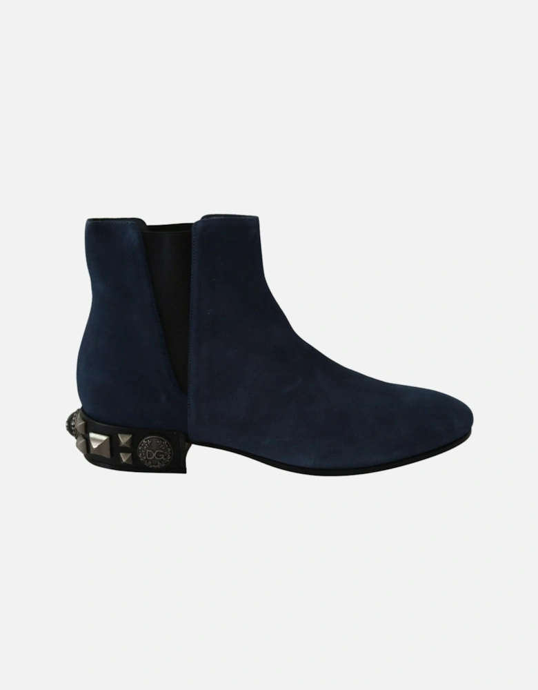 Suede Ankle Boots Studded Detail Women - Blue