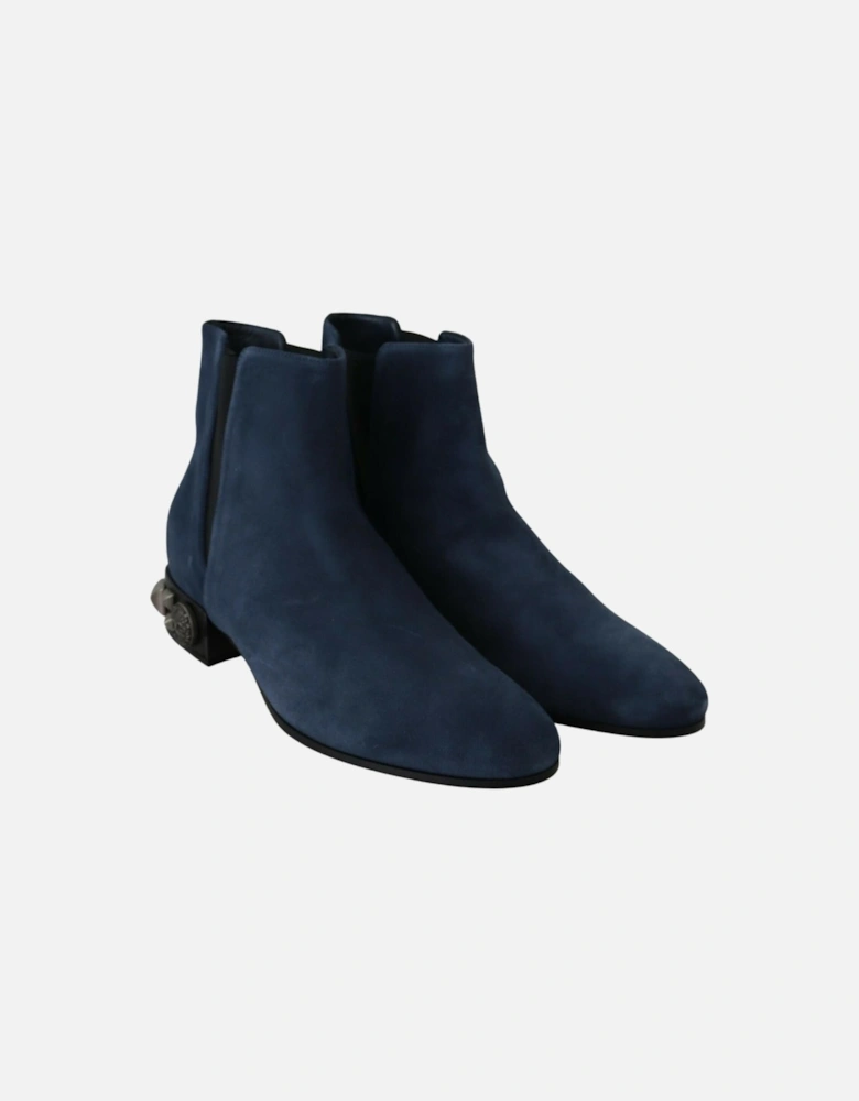 Suede Ankle Boots Studded Detail Women - Blue