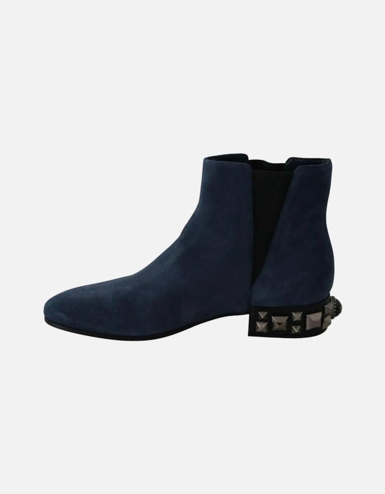 Suede Ankle Boots Studded Detail Women - Blue