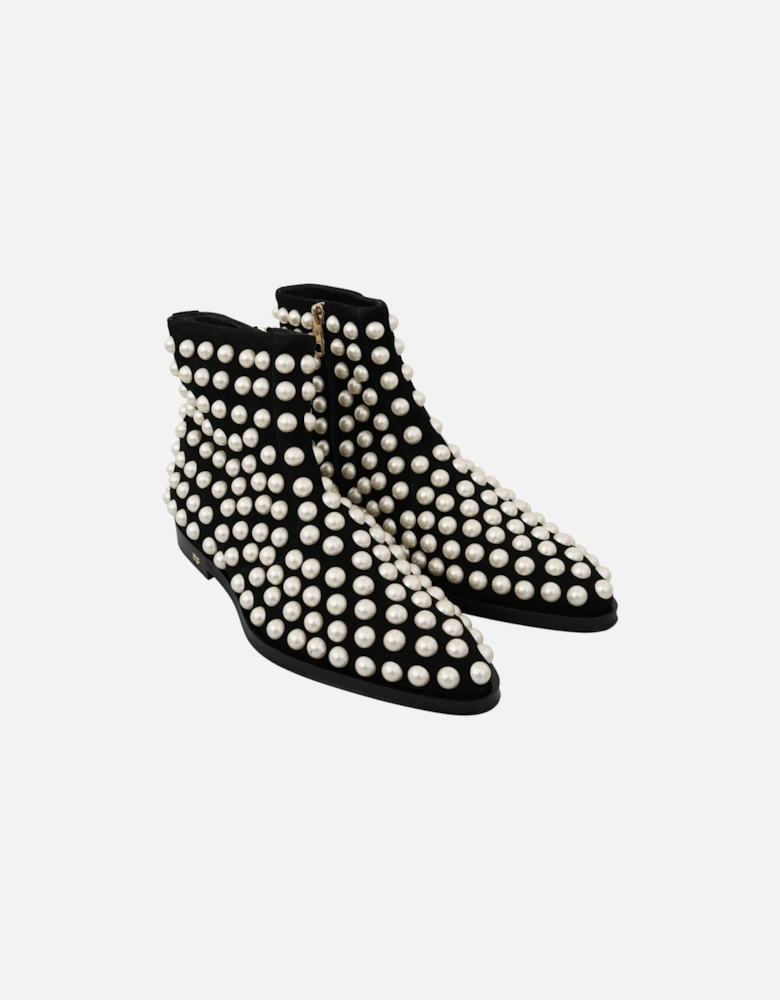 Pearl Embellished Ankle Boots LA7217 Women - Black