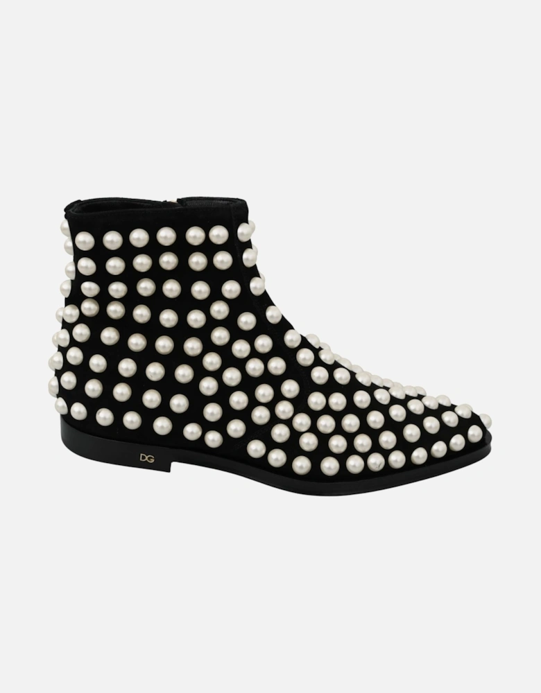 Pearl Embellished Ankle Boots LA7217 Women - Black